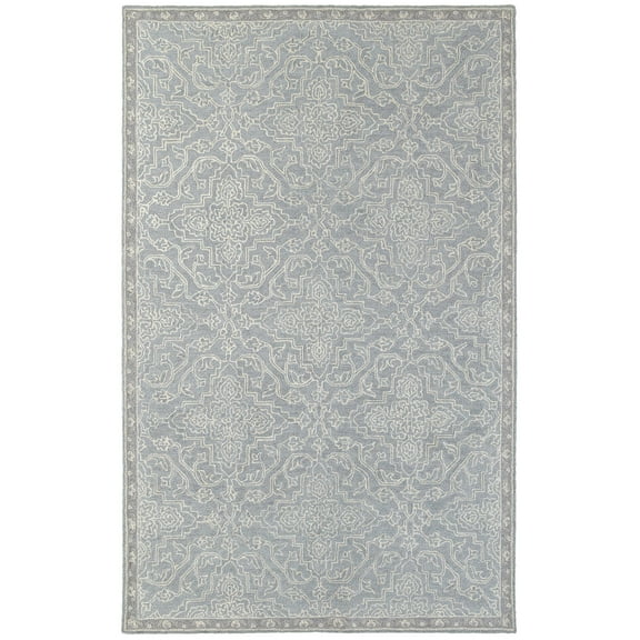 Dorian Traditional Oriental Area Rug, Grey/ Blue, 5' x 8'