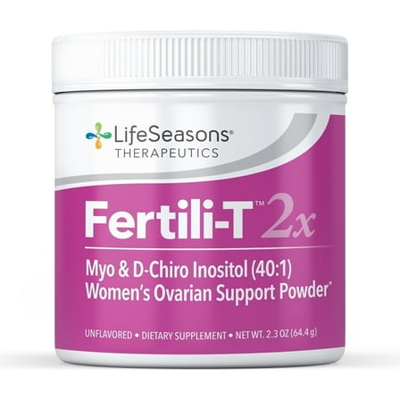 LifeSeasons Fertili-T 2X Powder – Myo & D-Chiro Inositol (40:1) Ovarian Support Supplement – Unflavored Daily Drink Mix with Methylated Folate & Vitamin D – Hormone Balance & Fertility Boost - 64.4g