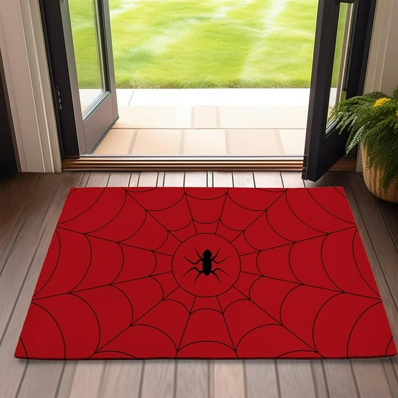 ASKETAM Halloween Spider Web Doormat, Non-Slip Indoor/Outdoor Mat, 19x30 inch
