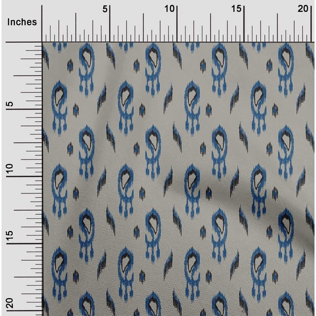 oneOone Tissu Popeline de Coton Imprimé Paisley Ikat Largeur 42 Pouces
