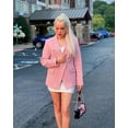 thumbnail image 4 of Womens Double Breasted Tweed Blazers Casual Long Sleeve Open Front Blazer Jackets Work Suits, 4 of 6