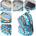 thumbnail image 4 of Cyan and White Wavy Checkered Pattern Backpack for School, Cute School Bag with Adjustable Shoulder Straps and Padded Back, 16.9"x12.6"x5.9", 4 of 5