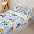 thumbnail image 3 of Castle Fairy Watercolor Truck Zipper Twin Comforter Sets with Fitted Sheet and 2 Pillowcases for Girls,Plaid Check Art Zipper Bedding Set for Bedroom,Blue Green Yellow,4-Piece,Reversible, 3 of 6