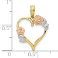 thumbnail image 3 of FJC Finejewelers 10k Two-tone Gold Heart with Pink Flowers White Leaves Polish Tri-c Charm, 3 of 6