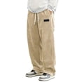 thumbnail image 2 of Mens Corduroy Casual Pants Fashion Loose Fit Wide Leg Pants Straight Sweatpants Elastic Waist Drawstring Khaki Size S, 2 of 7