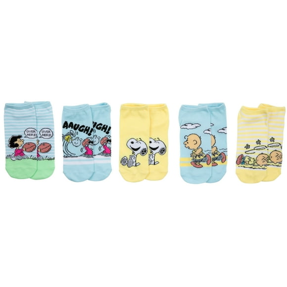 Peanuts Striped No Show Socks 5-Pack
