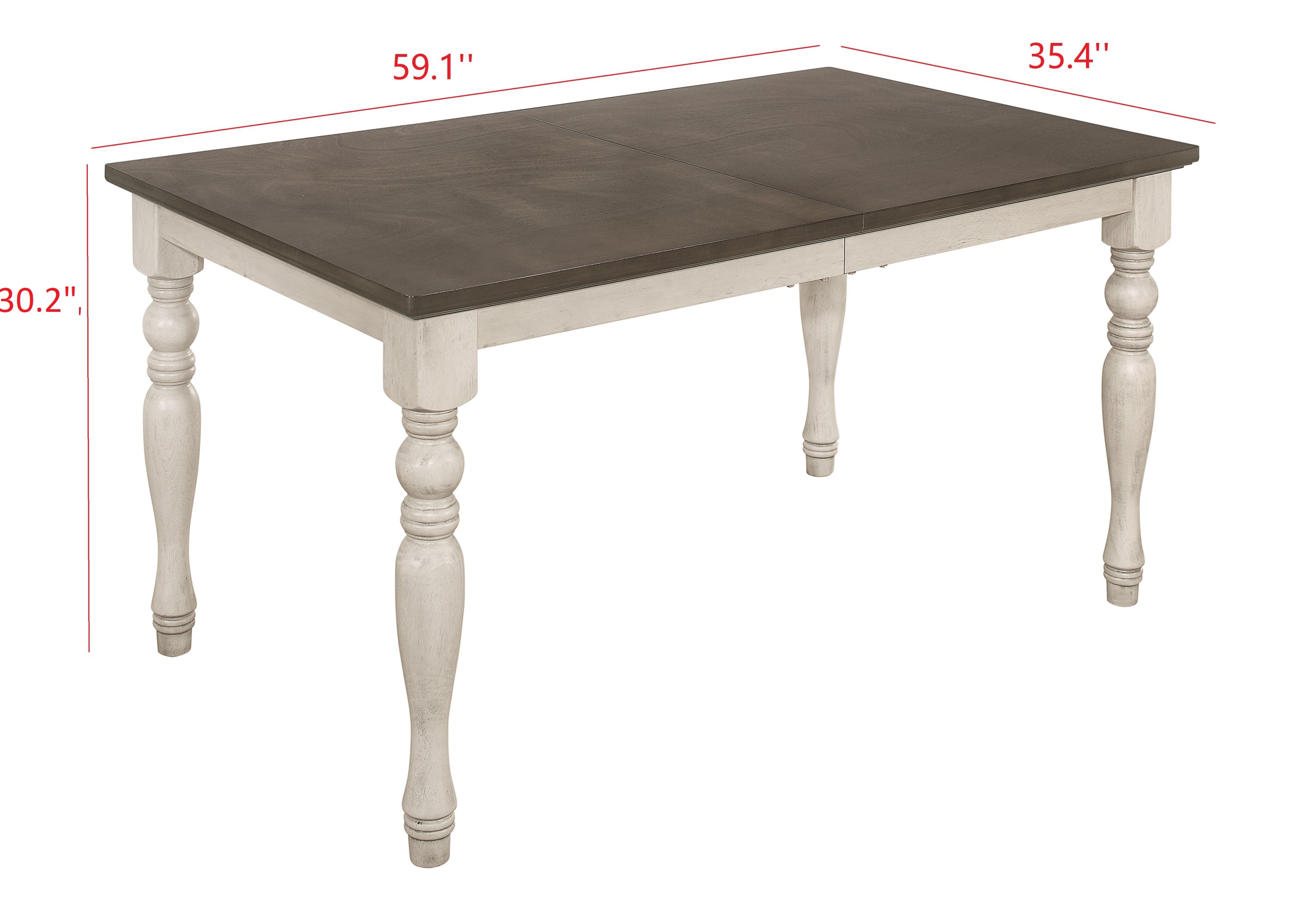 Home Design Savannah Rectangular Dining Table with Middle Divided Top, Turned Legs, Two-Tone Wood Finish, Modern Style, Durable Construction, Easy Assembly