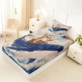 thumbnail image 4 of Castle Fairy Retro Cat Riding Whale Twin Sheets 3pcs,Wave Mountain Kitten Art Bedding,Sky Cream,1 Fitted Sheet,1 Flat Sheet and 1 Pillowcase, 4 of 6