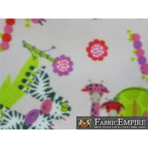 Fleece Printed Fabric SAFARI ANIMALS PINK / 58" Wide / Sold by the yard S-677