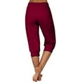 thumbnail image 4 of gbyLJF Womens Capri Pants Summer Low Rise Casual Yoga Pants Cinch Bottom Baggy Joggers with Pockets A01_Wine S, 4 of 6