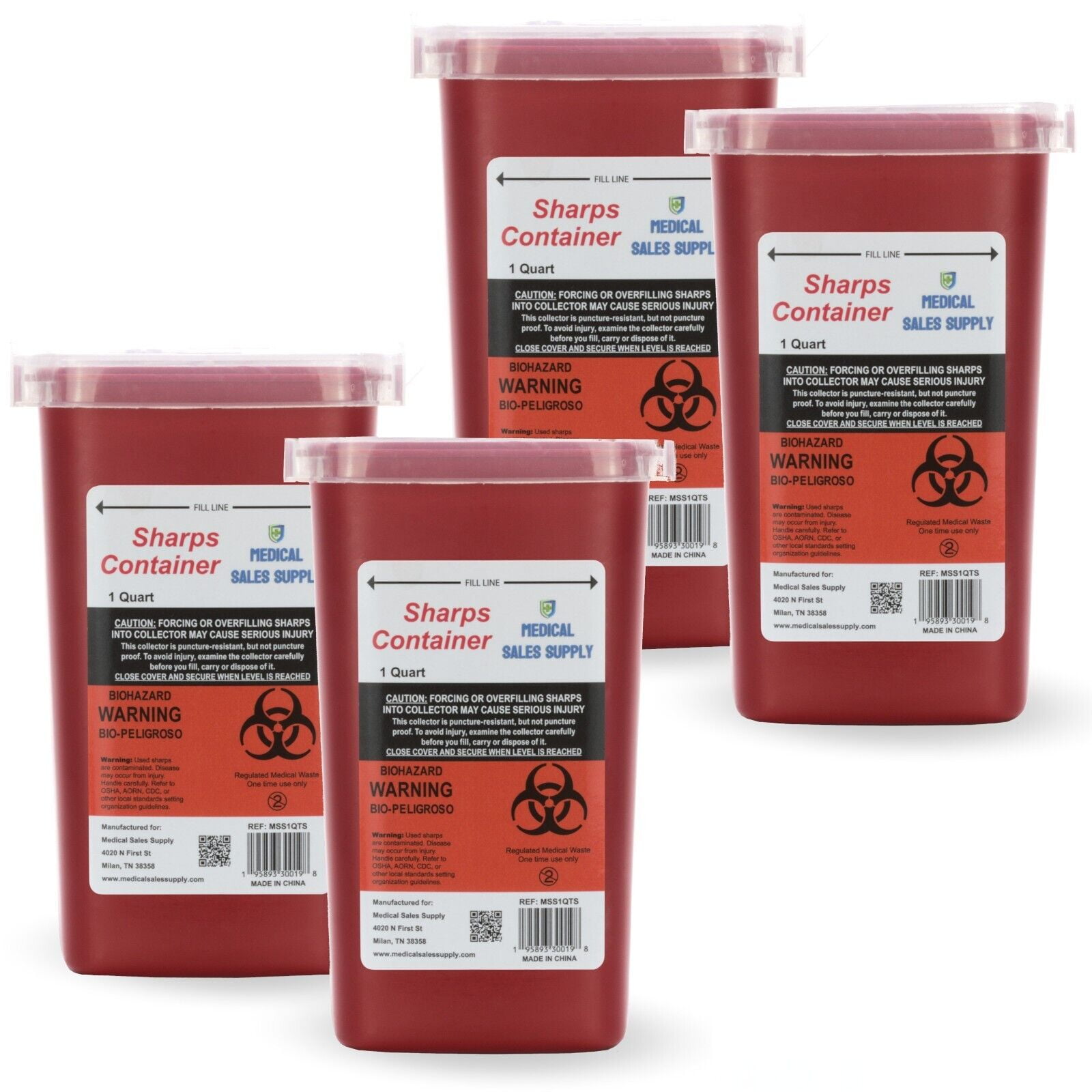 1 Quart Biohazard Needle and Syringe Disposal Sharps Container with