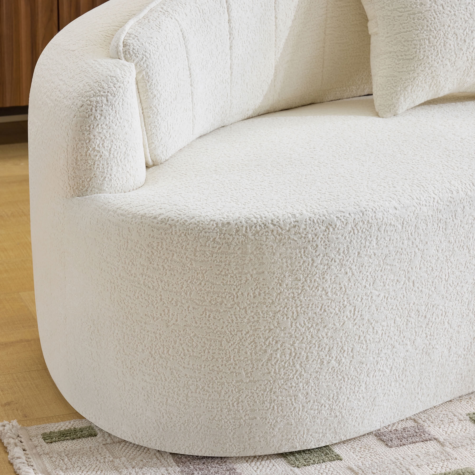 MAYEERTY 4-Seat Curved Modular Sectional Sofa, Chenille Compressed Couch with Removable Backrest, No Assembly for Living Room Apartment Small Spaces