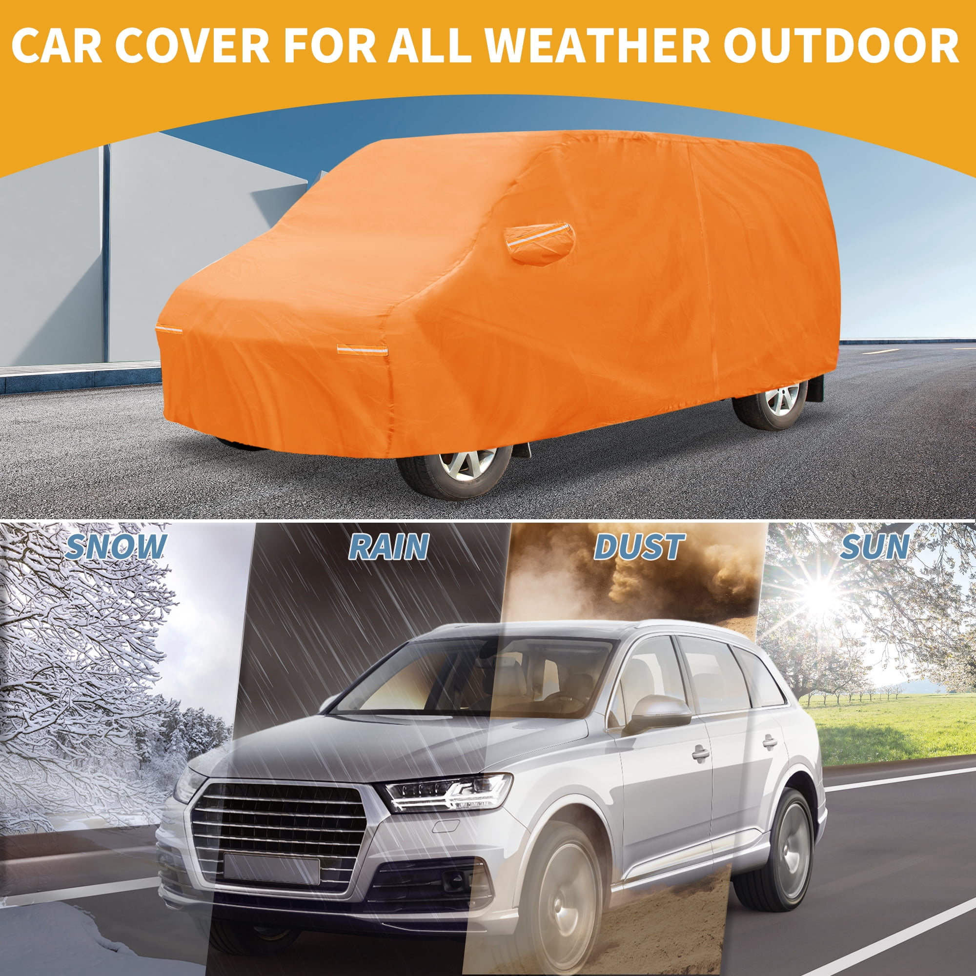 Unique Bargains Car Cover Waterproof Anti-UV 210D-PU 216.54"x74.8"x88.58"