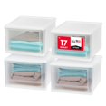 thumbnail image 1 of IRIS USA 17 Qt. Medium Plastic Stacking Drawer, Stackable Storage Organizer Unit with Sliding Drawer for Bedroom Kitchen Under Sink Pantry Craft Room Dorm Office, White, 4-Pack, 1 of 5