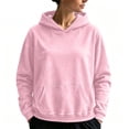 thumbnail image 2 of DORKASM Womens Hoodies Crew Neck Long Sleeve Solid Color Sweatshirts Oversize Baggy Fall Winter Pullover 2026 Acid Wash Travel Tops with Pockets Pink XL, 2 of 7