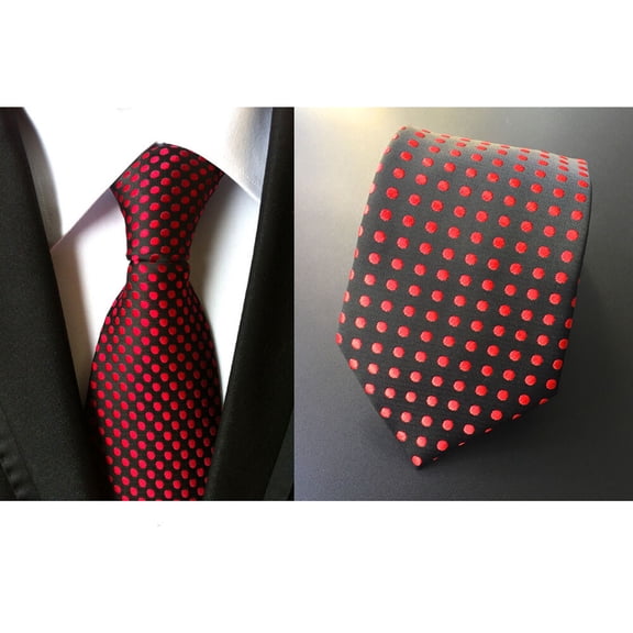 Mens Polka Dots Wide Neck Tie Jacquard Woven Necktie Wedding Party Business Ties