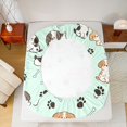 thumbnail image 4 of Manfei Cartoon Dog Illustration Fitted Sheet Full, Puppy Paw Bone Bed Set, Green, 3 Pieces, 1 Fitted Sheet and 2 Pillowcases, 4 of 6
