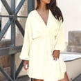 thumbnail image 2 of cfhntfmh Robes Décontractées pour Femmes Col en V Profond Taille Froncée Manches Longues Robe Cocktail Douce Ligne A Mini Robe, 2 of 7