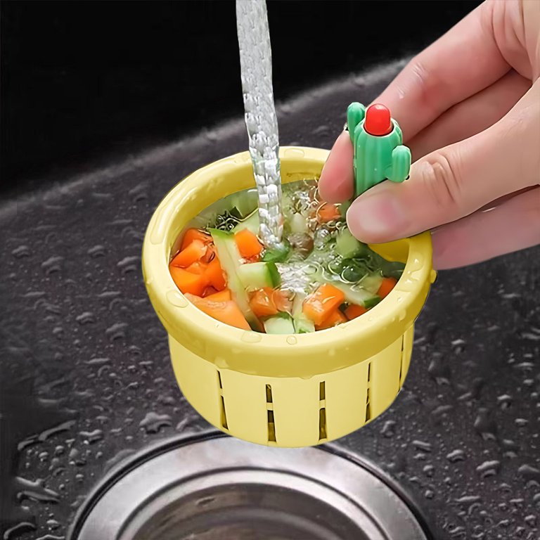 2-Pack Automatic Dumping Cactus Sink Strainer - Funny Kitchen Drain Filter Basket With Press-to-Empty