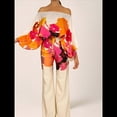 thumbnail image 4 of Conjunto de Dos Piezas Holgado de Otoño para Mujer, con Hombros Descubiertos, Estampado, Larga, Informal, para Salir, Pantalones Anchos Color Naranja L, 4 of 7