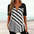 thumbnail image 2 of LEAVINGSUO Button Down Shirts for Women, Womens Tops Womens Fashion Women's Fashion Casual Spring Summer Short Sleeve V-Neck Blouses &, 2 of 6