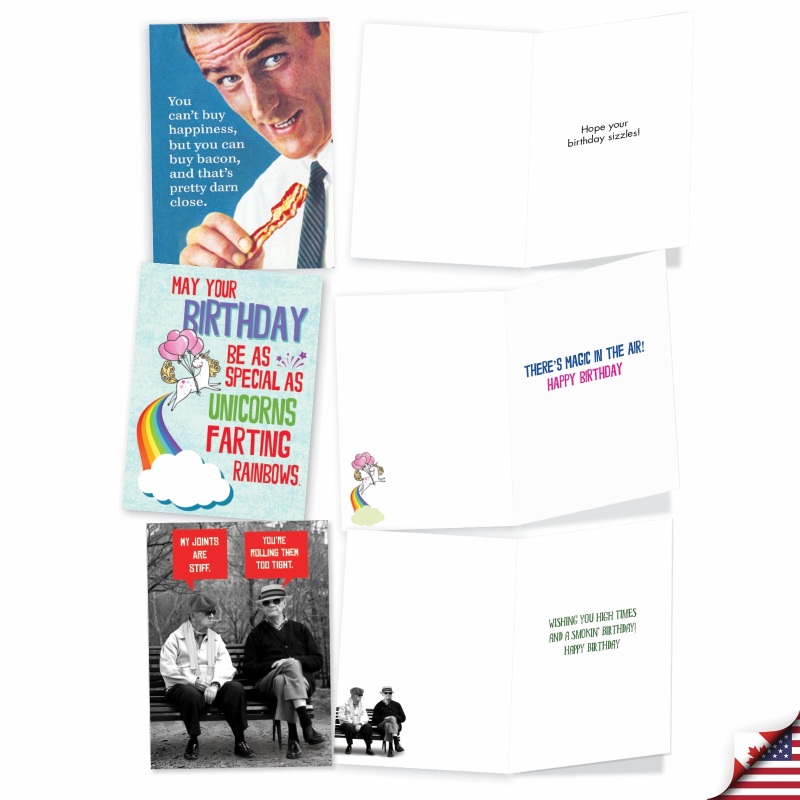 NobleWorks 20 Assorted Box Set Funny Birthday Greeting Cards w/5 x 7 Inch Envelopes (10 Designs, 2 Each) Bday Birthday Bonanza AC8837BDG-B2x10