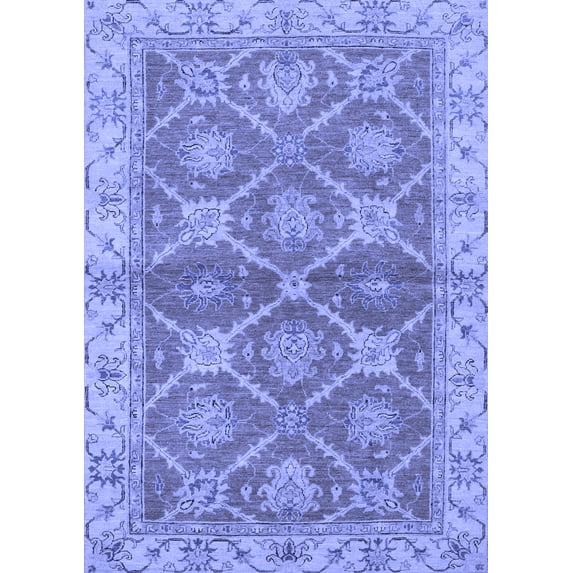 Ahgly Company Machine Washable Indoor Rectangle Abstract Blue Modern Area Rugs, 7' x 10'
