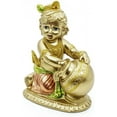thumbnail image 3 of Hindu Baby Krishna Statue - Indian God Krishna Figurines Home Mandir Temple - India Idol Pooja Murti Buddha Religious Lord Figurines Gift Item - Hinduism Krishna Stealing Butter Yogurt Milk Sculpture, 3 of 6