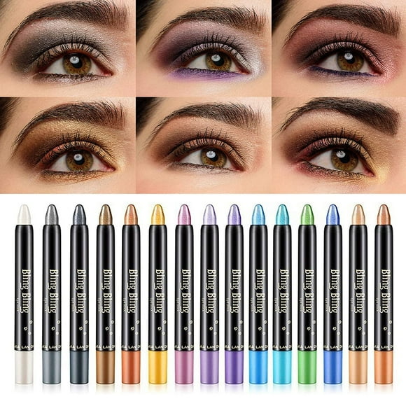 15 Colors Glitter Eyeshadow Stick Colorful Set, Shimmer Glitter Pearl Cream Eye-Shadow Stick Eyeshadow Crayon, Shiny Colored Sticks Eyeshadow Pen Eye Makeup, Long Lasting Smooth Eye shadow Stick