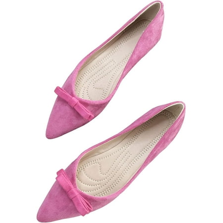 

Pfhytec LU Bowknot Flat Shoes for Women Dressy Slip-ons Loafers Comfortable Moccasins Pointed Toe Ballerina Walking Flats Shoes Wear to Work