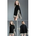 thumbnail image 4 of Styles I Love Women Autumn Winter Striped Poncho Knit Pullover Mock Neck Sweater Batwing Sleeve Oversized Jumper Top (Black), 4 of 7