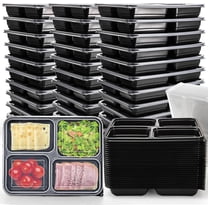 50 Pack Meal Prep Containers, 34oz Leak-Proof Food Storage Box with Lid, Microwavable BPA Free Bento Lunch Plate, Stackable&Disposable Plastic To Go Takeout Pan for Freezer Safe, 4 Compartment