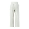 thumbnail image 3 of Eashery Linen Pants for Women High Elastic Waisted Cotton Linen Loose Fit Casual Pants Linen Wide Leg Pants for Women (Solid Color,White,M), 3 of 5