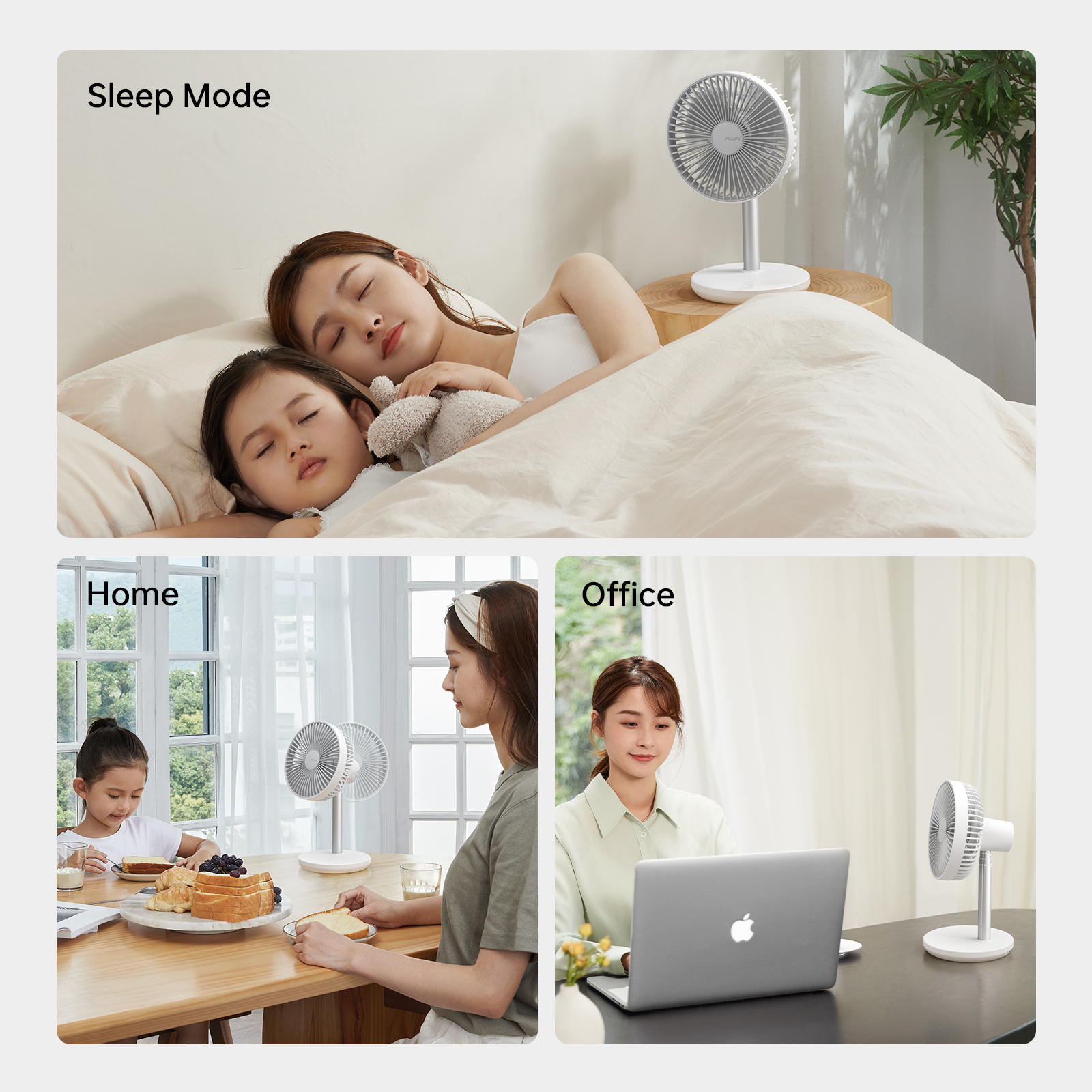 JISULIFE Oscillating Desk Fan, 8000mAh Rechargeable with 4-Speed, retractable Design, Quiet Portable Fan for Home/Office，gift for girls/mom-White