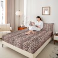 thumbnail image 4 of Manfei Aesthetic Brown Queen Sheet Sets 4 Pieces, Leopard Cheetah Print Flat Sheet, Wild Animal Queen Fitted Sheet, Lightweight Room Decor, 4 of 7