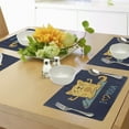 thumbnail image 4 of Ambesonne Cartoon Place Mats Set of 4, Cat Lotus Position, Standard Size, Pale Blue Dark Blue, 4 of 6