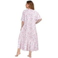 thumbnail image 3 of Monfince Women's Nightgown Floral Printed Night Dress Short Sleeve Pajama Dress, Pink, 4XL, 3 of 9