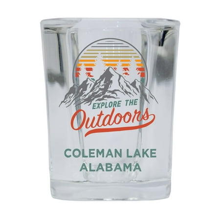 

Coleman Lake Alabama Explore the Outdoors Souvenir 2 Ounce Square Base Liquor Shot Glass 4-Pack