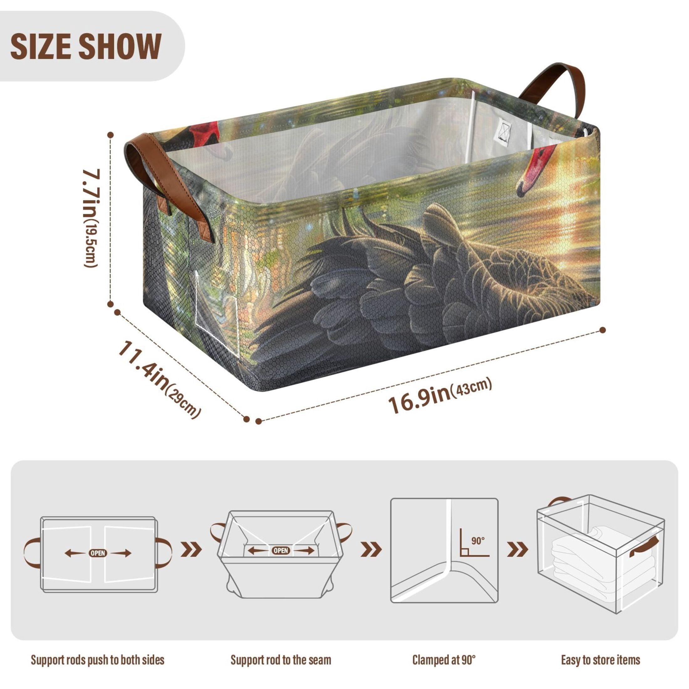 Black Swan Sunlight Storage Bins with Handles Foldable Storage Baskets for Shelves Organizer Cloth Baskets