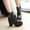 Black, variant on Platform Boots for Women, Heeled Combat Boots Chunky Heel Booties Round Toe Lace Up High Heel Ankle Boots