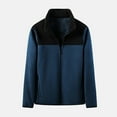 thumbnail image 2 of YOIAVAIOY Mens Fleece Lined Jacket Color Block Long Sleeve Jackets Fall Winter Lightweight Athletic Jacket with Pocket Blue M, 2 of 4