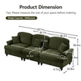 thumbnail image 4 of 2 Pcs Sectional Sofas Set, 3-Seater Set of 2 with Removable Ruffles Pleats Skirts and Wooden Legs, Chenille Cloud Couch Set for Living Room, Green, 4 of 9