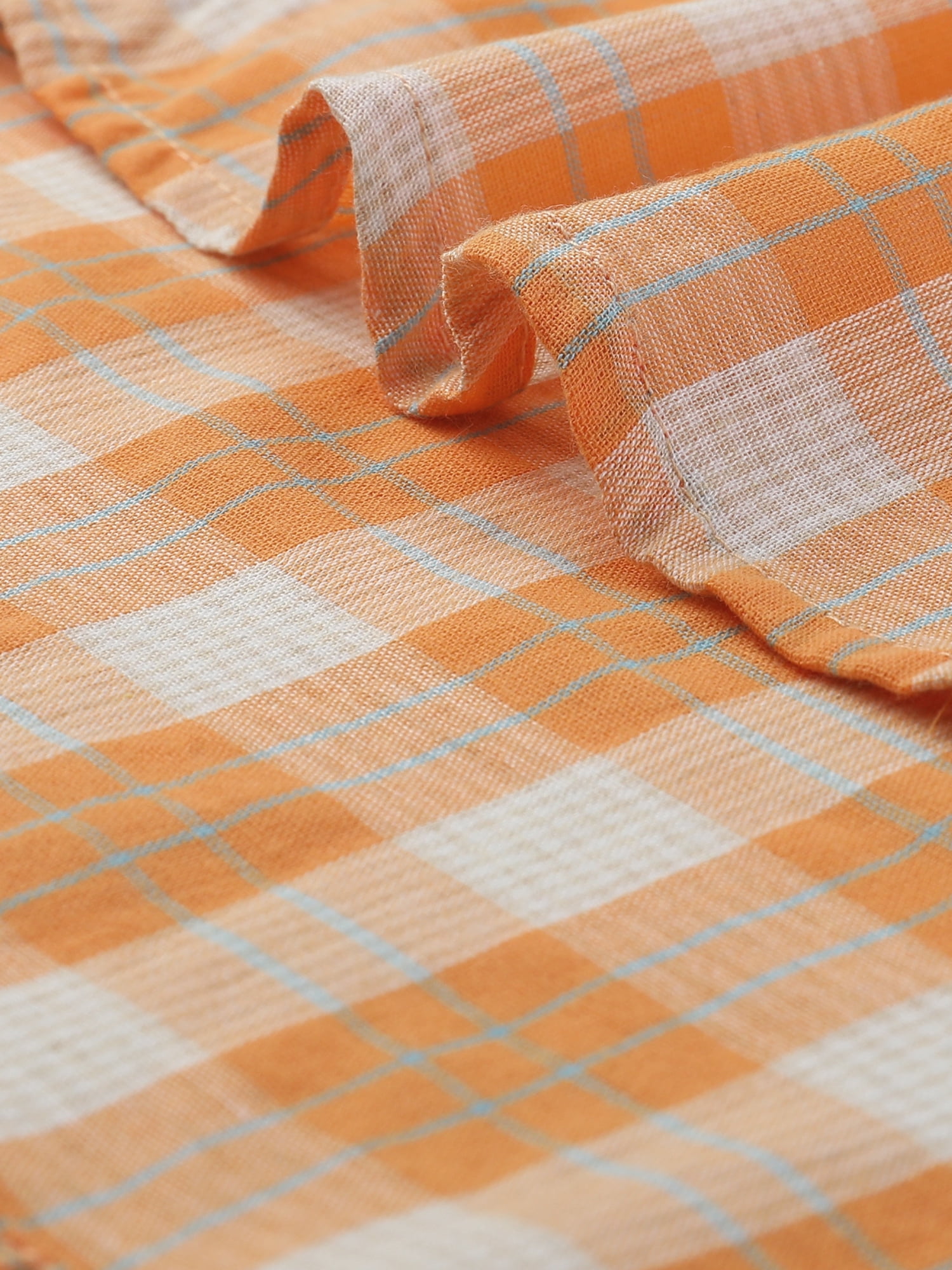 DARING DIVA Women's Summer Plaid Short Sleeves Button Down Shirts M Orange