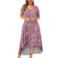 thumbnail image 1 of JULMCOMO Robes Grande Taille pour Femmes 5x Robe d'Été à Épaules Dénudées pour Invitée de Mariage Tendance à Imprimé Floral à Manches Courtes Col Ras du Cou Longue Robe Violet 5TG, 1 of 6