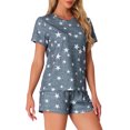 thumbnail image 1 of Conjuntos de pijama para mujer INSPIRE CHIC de 2 piezas, con camiseta de manga corta y pantalones cortos, ropa de descanso y pijama con bolsillos, S, gris oscuro con estrellas, 1 of 6