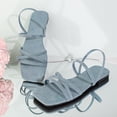 thumbnail image 5 of Gpaecead Women Strappy Flat Sandals Square Open Toe One Strap Elegant Versatile Cushioned Footbed Spring Summer Casual Outdoor Shoes,B-Light Blue, 5 of 8