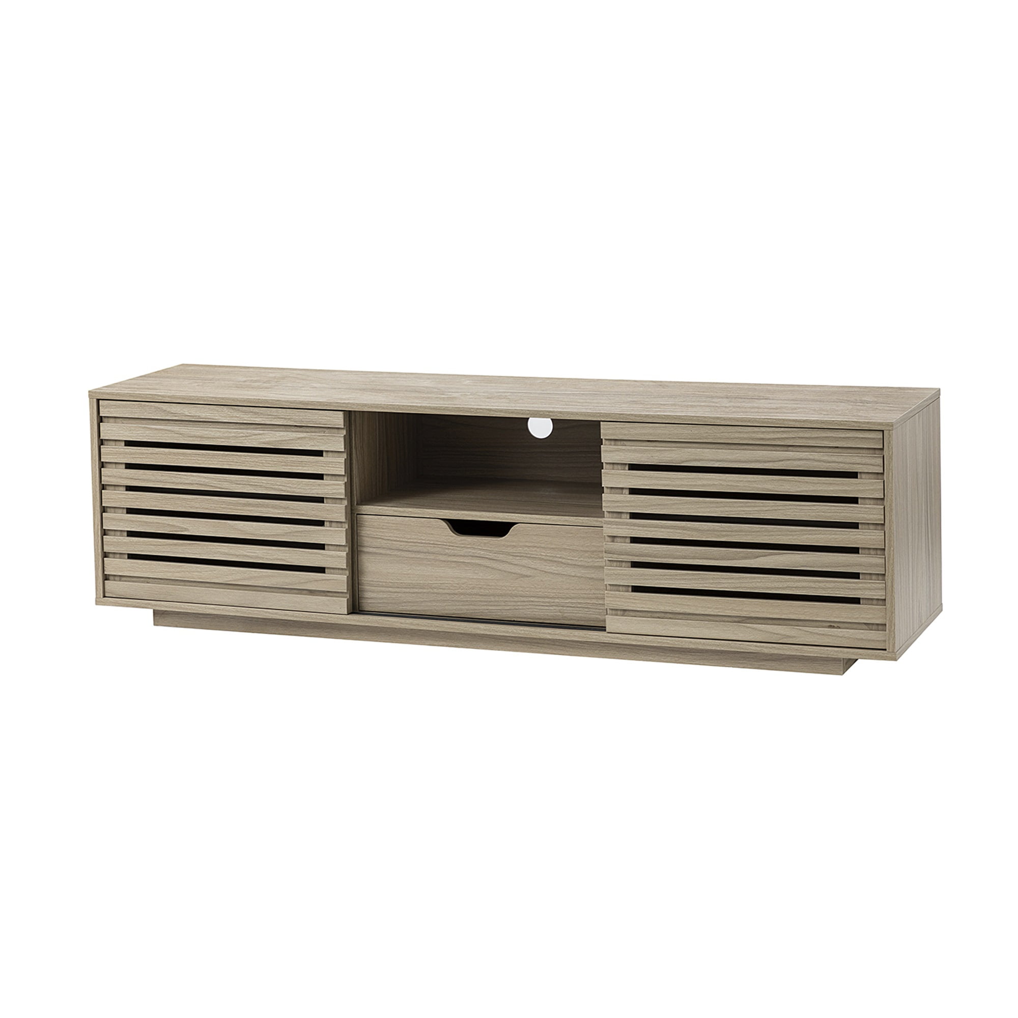 Spaco TV Stand with 2 Doors for TVs Slatted Sliding with Storage up to 65", Solid Wood Spaco TV Stand with 2 Doors for TVs Slatted Sliding with Storage up to 65", Solid Wood