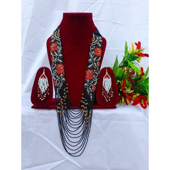 Native Style Layered Beaded Necklace– Ukrainian beaded Necklace Native Handmade Seed Bead Necklace,Tribal ethnic beaded necklace