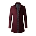thumbnail image 2 of Miluxas Men's Premium Wool Blend Double Breasted Long Pea Coat Wine 10(XL), 2 of 9