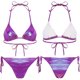 thumbnail image 3 of Traje de baño minibikini con cordones brillantes y metalizados para mujer, top de copa triangular acolchado con braguitas, traje de baño sexy de 2 piezas para playa, 3 of 5